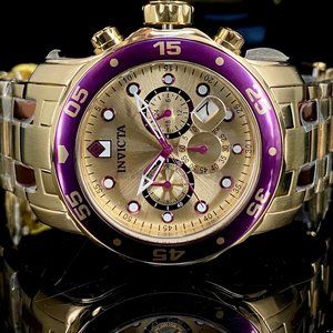 NEW Invicta Pro Diver 48MM Gold Dial Quartz Gold Bracelet Watch